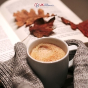 There is a correlation between food and mental health. When the season's get colder, our eating habits change. This shows a woman warming herself up with soup.