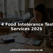 Woman using food intolerance test at kitchen table