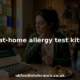 Woman using at-home allergy test kit at kitchen table