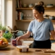 Person placing processed foods on kitchen counter