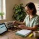Practitioner prepping bio-resonance device in clinic