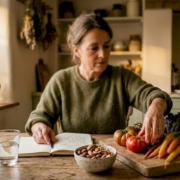Woman preparing healthy food for gut health