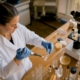 Lab technician conducting gut health test