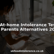 Parent preparing at-home food intolerance test kit
