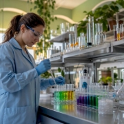 Lab technician handling food intolerance samples