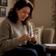 Woman preparing at-home hair sample test kit
