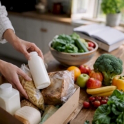 Hands removing suspected foods in kitchen