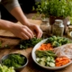 Hands preparing fresh reflux-friendly meal