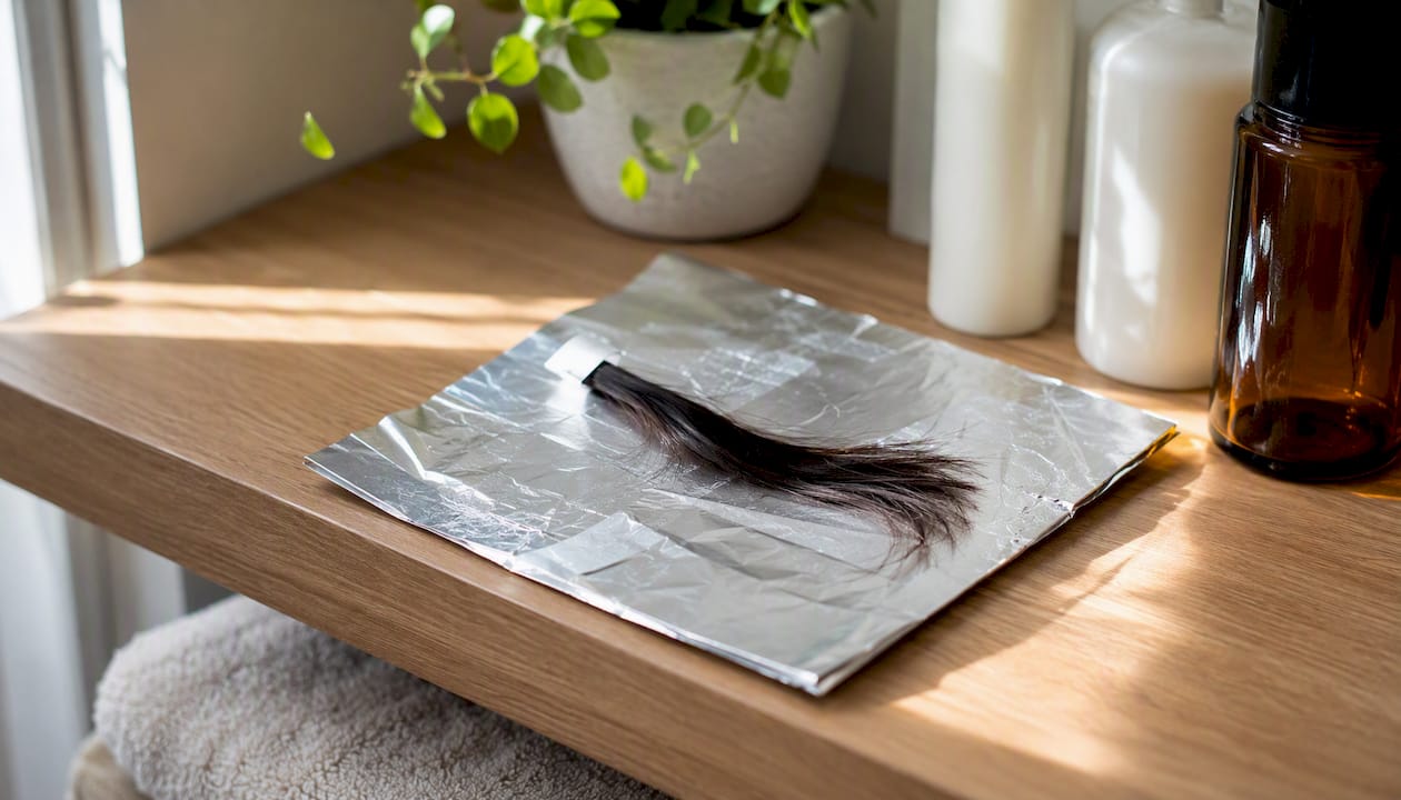 Hair sample bundle with root end marked