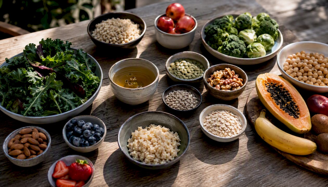 Assorted plant-based foods for gut health