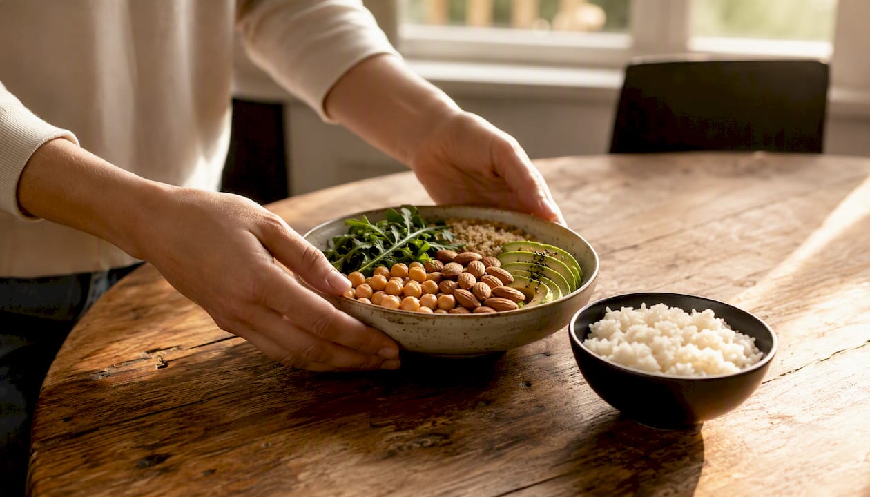 High fiber protein meal with refined carbs
