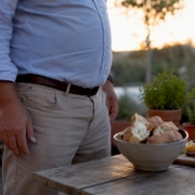 Stretched waistline and trigger foods on table