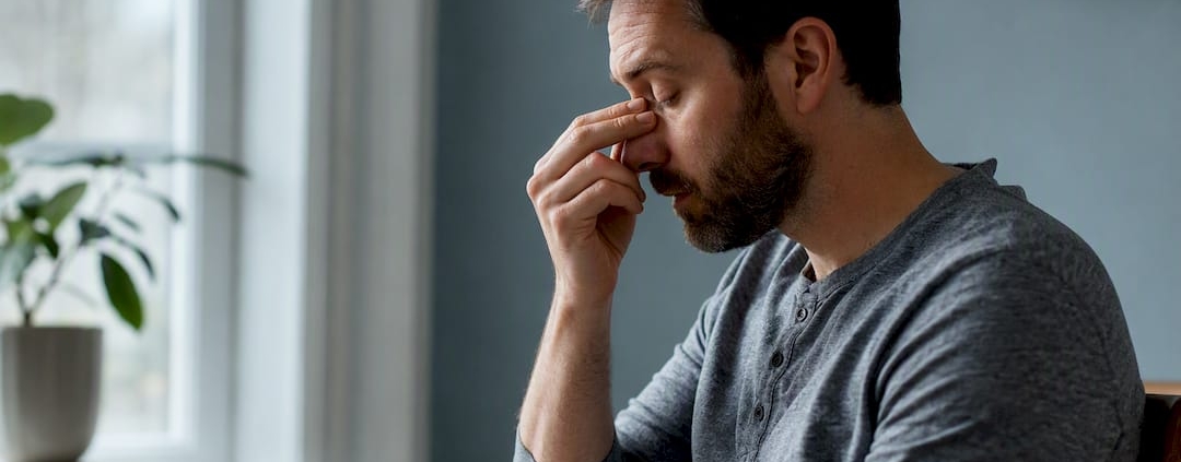Person noticing nasal congestion after a meal
