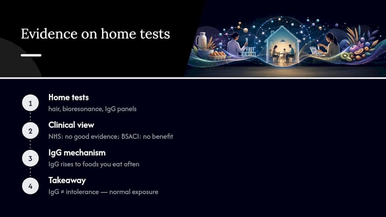 NHS evidence position on intolerance tests
