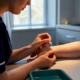 Clinician performing skin prick allergy testing