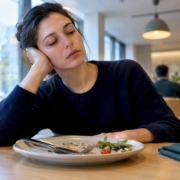 Adult feeling tired after eating lunch