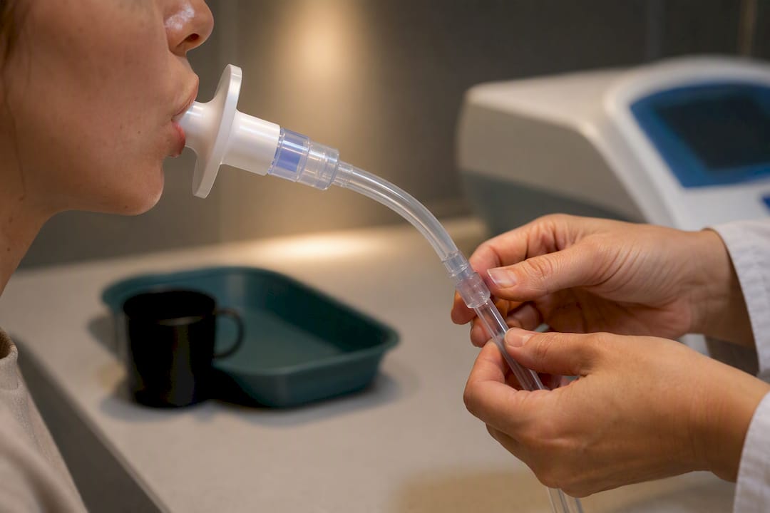 Patient completing supervised lactose breath test