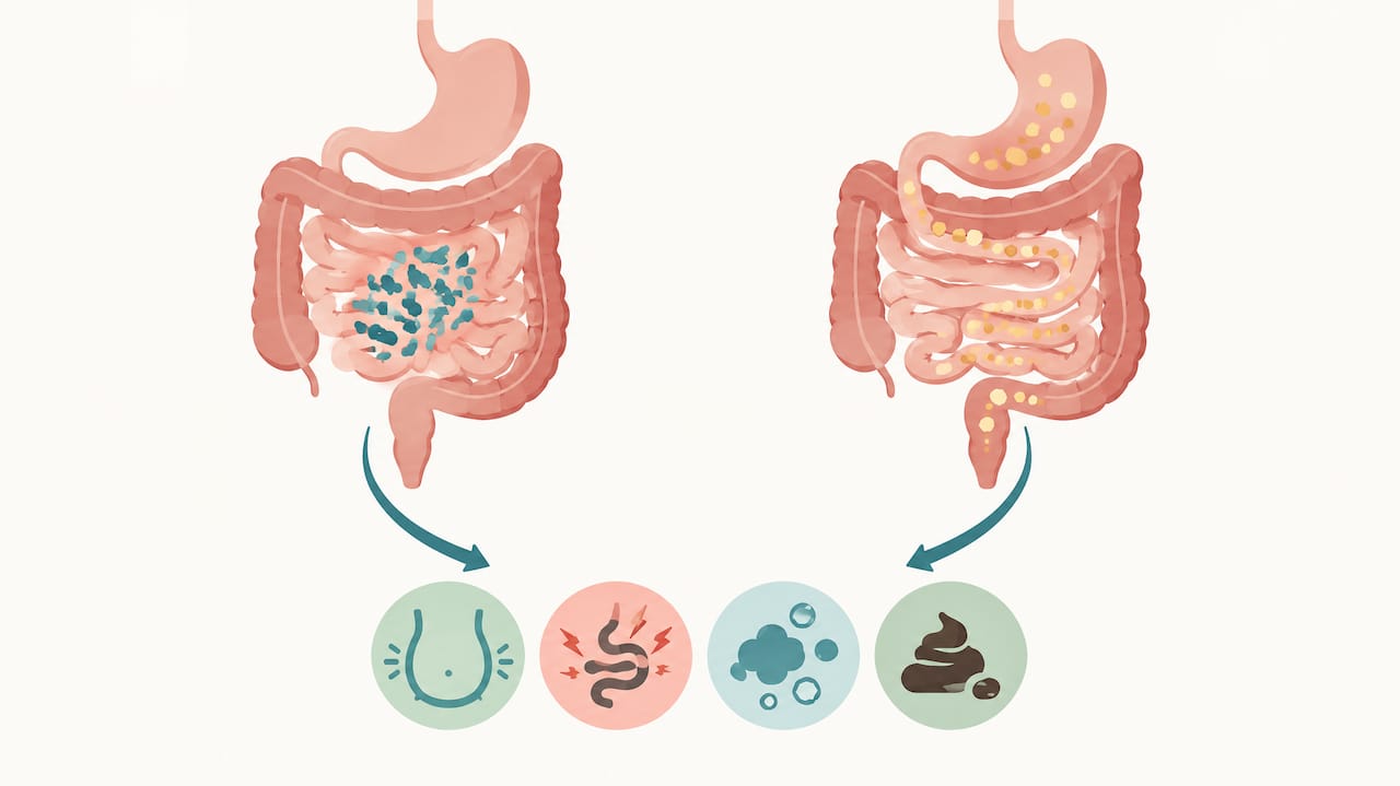 Two distinct causes sharing digestive symptoms