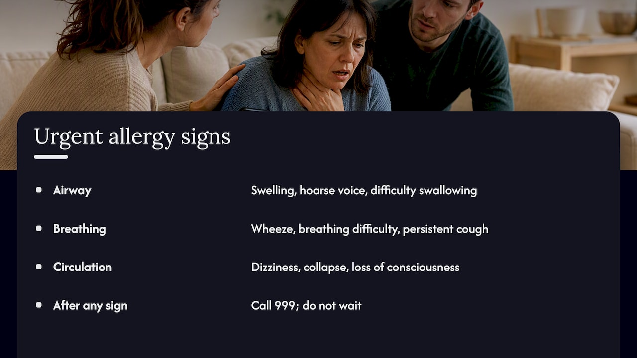 Urgent allergy warning signs and call 999